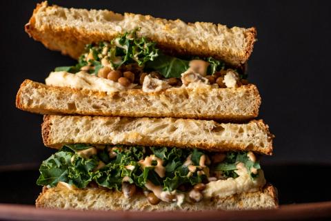 Lentil and Hummus Sandwich