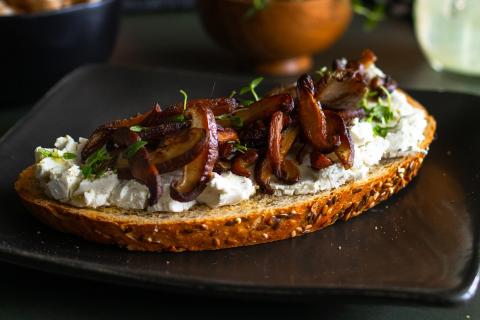 Wild Mushroom and Herbed Goat Cheese Toast